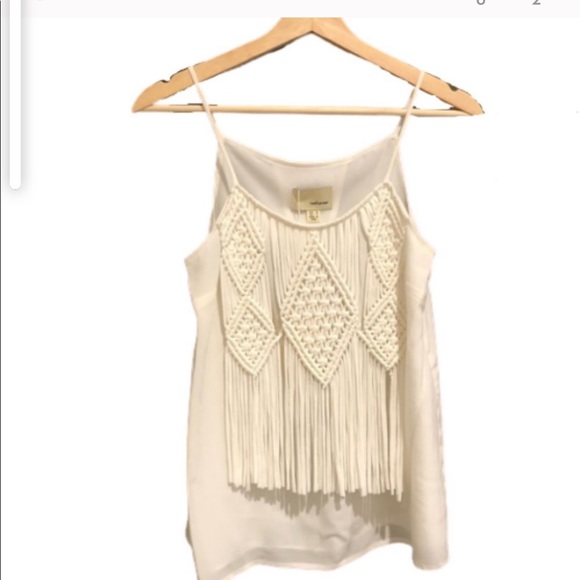 The Korner Tops - The Korner Rye Crochet Fringe Detail Silk Top